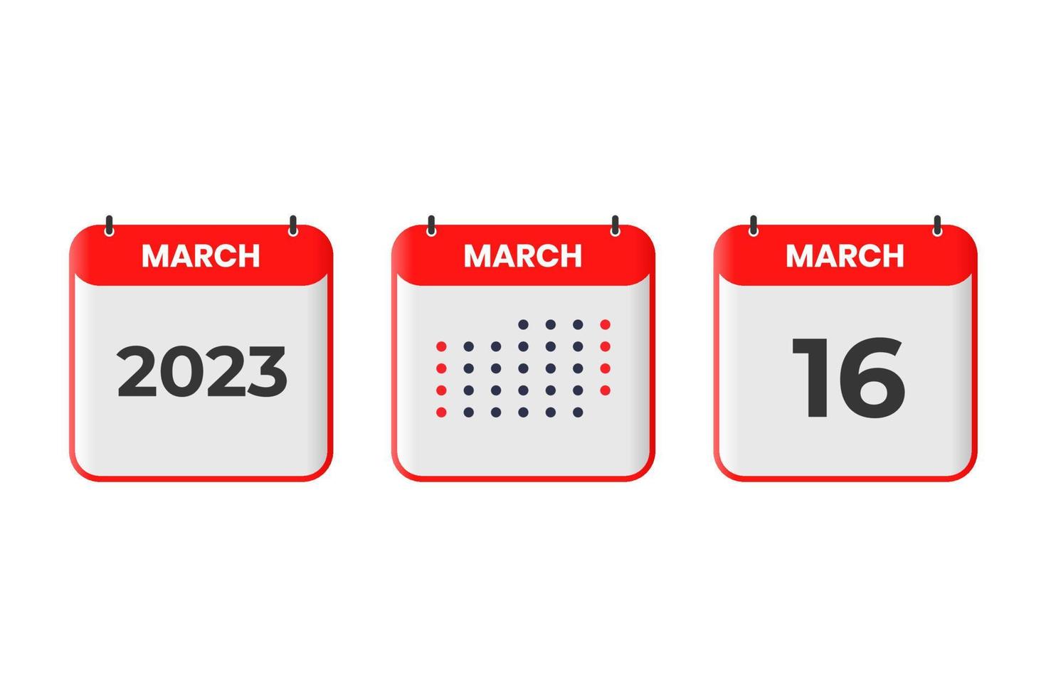 maart 16 kalender ontwerp icoon. 2023 kalender schema, afspraak, belangrijk datum concept vector