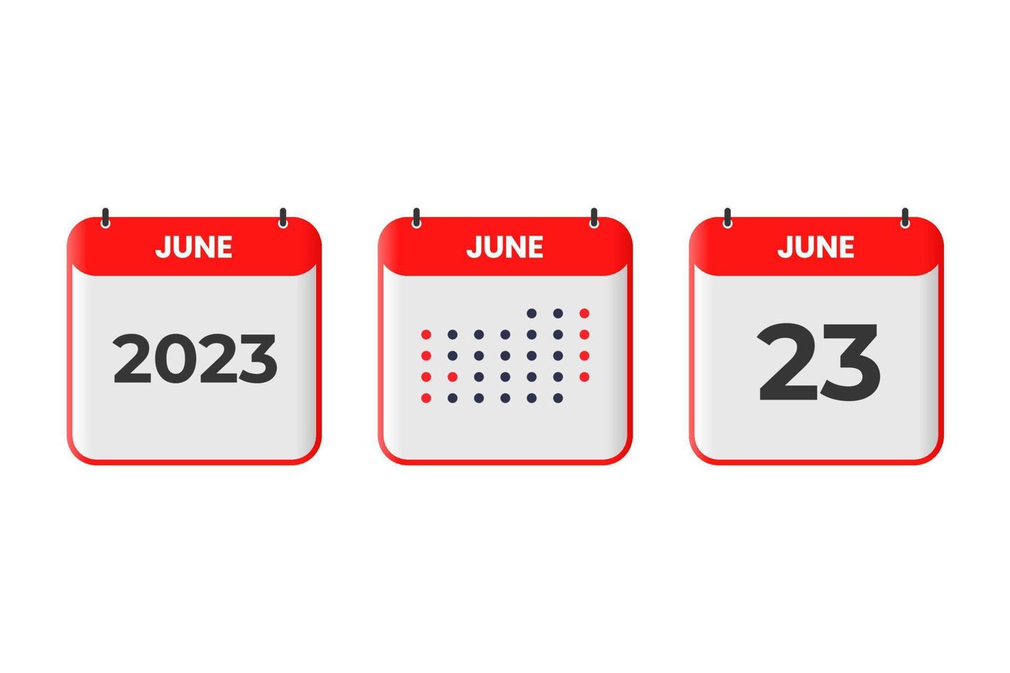 juni 23 kalender ontwerp icoon. 2023 kalender schema, afspraak, belangrijk datum concept vector