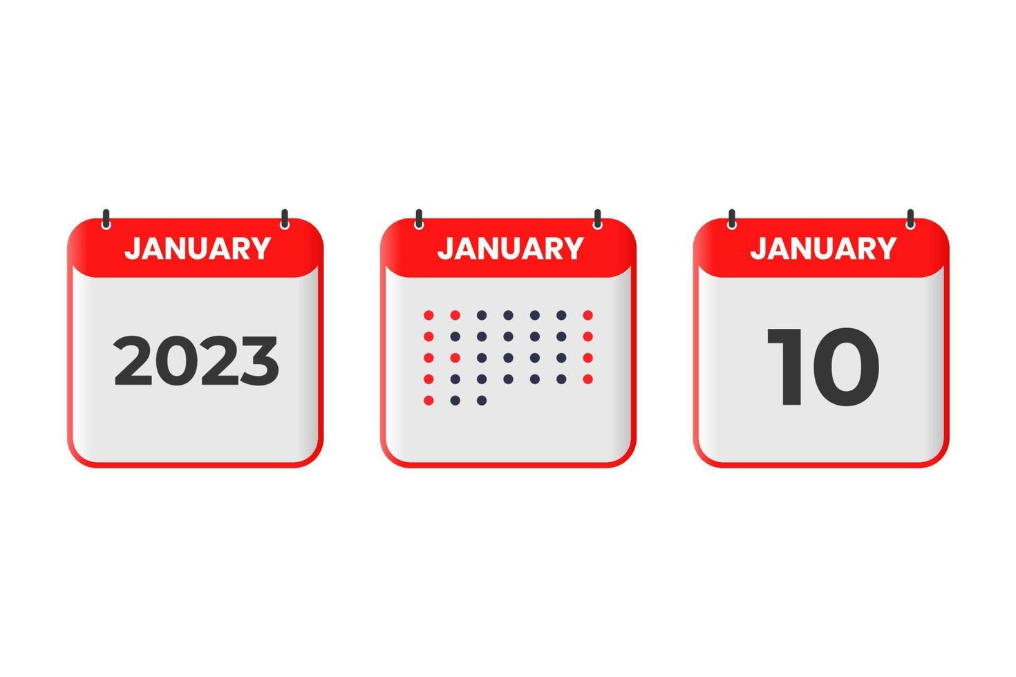 januari 10 kalender ontwerp icoon. 2023 kalender schema, afspraak, belangrijk datum concept vector