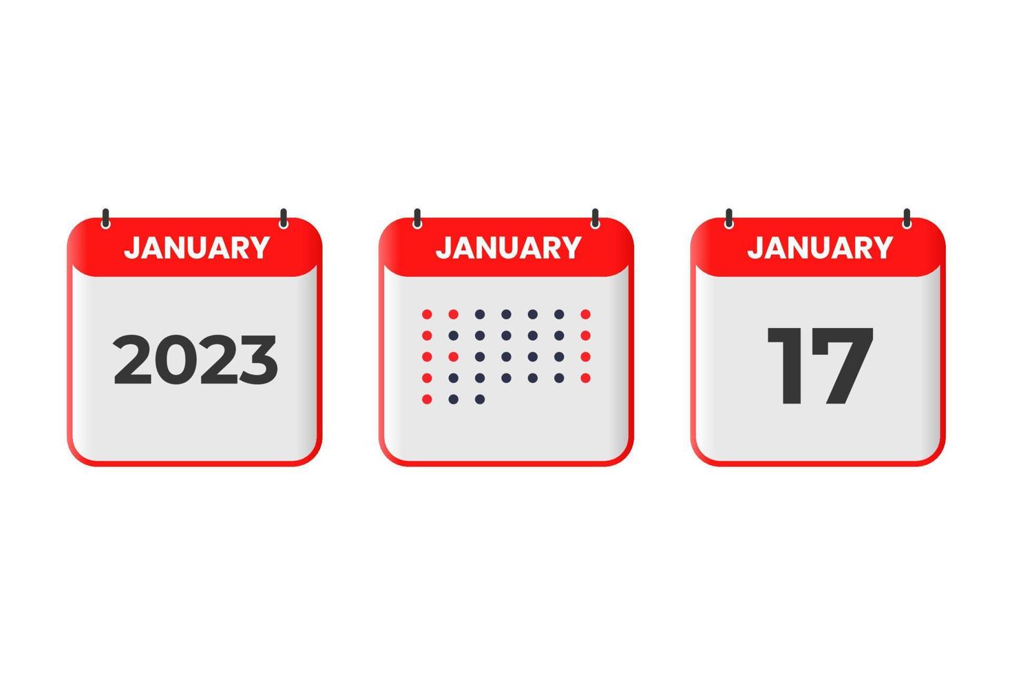 januari 17 kalender ontwerp icoon. 2023 kalender schema, afspraak, belangrijk datum concept vector