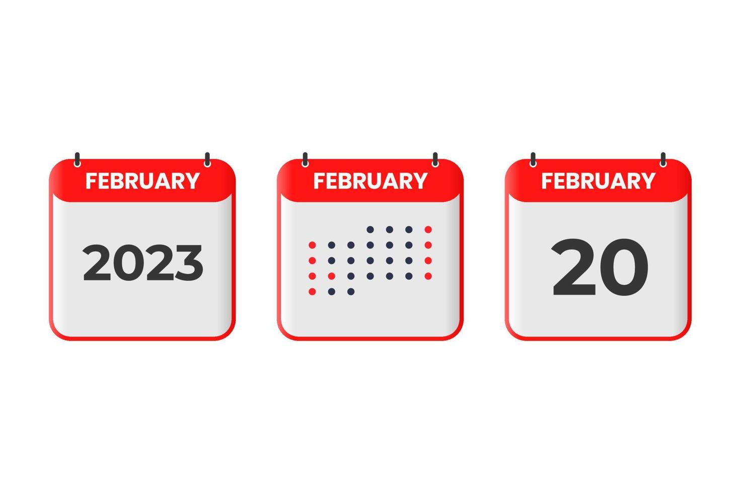 februari 20 kalender ontwerp icoon. 2023 kalender schema, afspraak, belangrijk datum concept vector