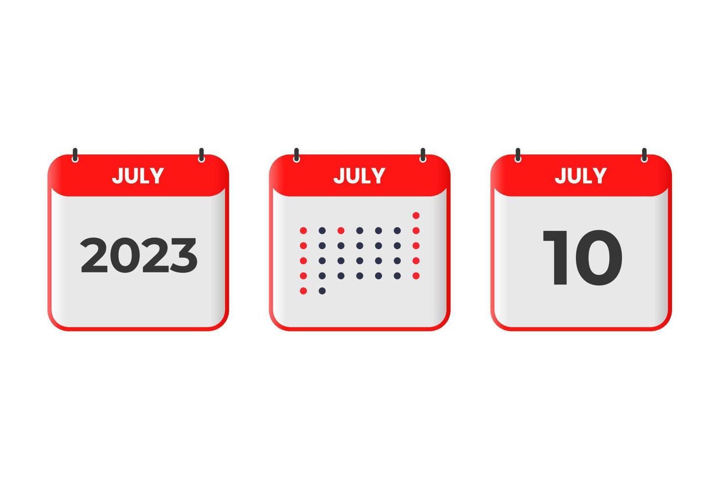 juli 10 kalender ontwerp icoon. 2023 kalender schema, afspraak, belangrijk datum concept vector