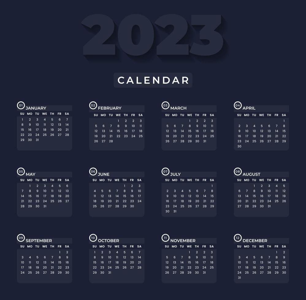 muur kalender 2023 ontwerp, vlak 2023 kalender, minimalistisch inspirerend foto's maandelijks natuur kalender vector