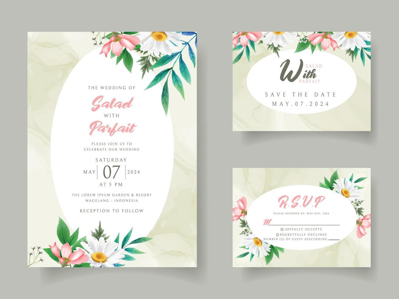 elegant wit en roze bloemen bruiloft uitnodiging kaart vector