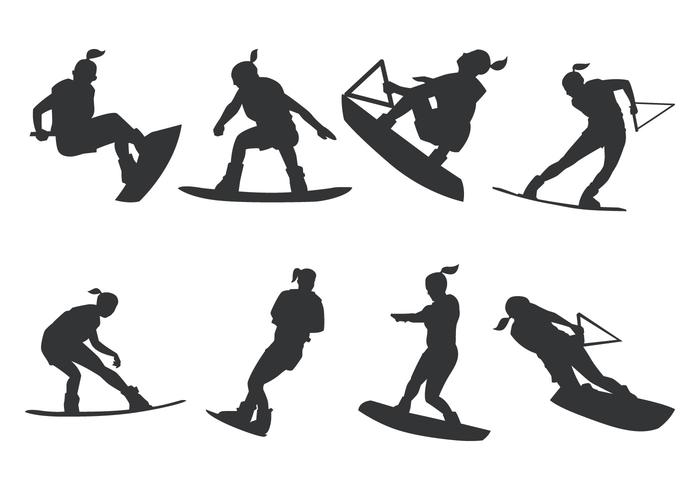 Vrouwen Wakeboarding Silhouette vector