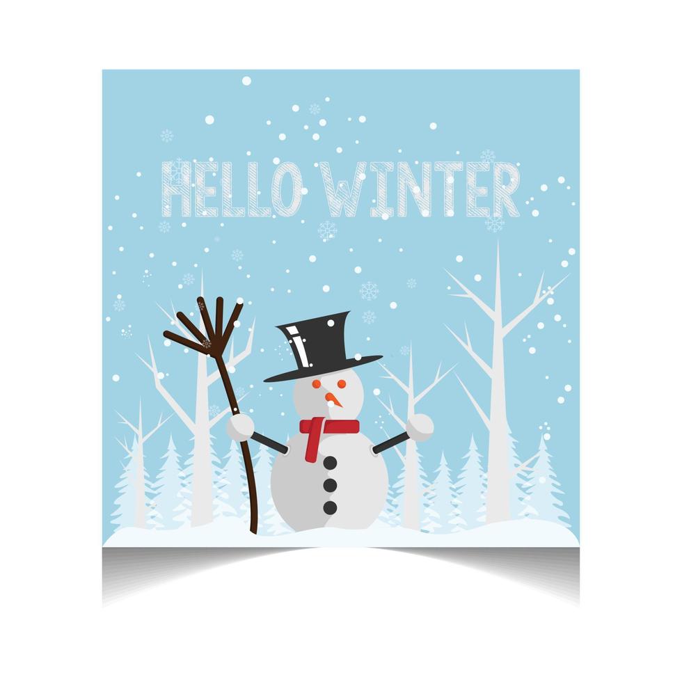 Hallo winter titel in sneeuw achtergrond vector illustratie