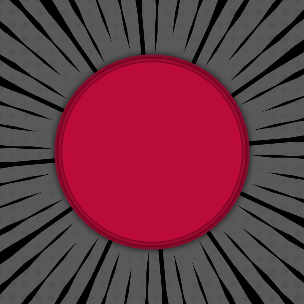 abstract vector achtergrond met rood cirkels en zwart stralen. vector illustratie retro grunge met rood cirkels en zwart stralen achtergrond. abstract zonnestraal ontwerp. zwart zonnestraal patroon abstract backg