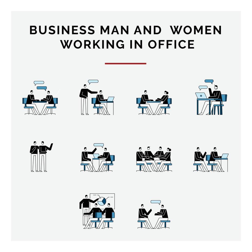 bedrijf Mens en Dames werken in kantoor vector