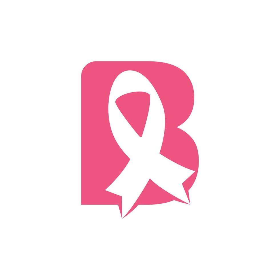 brief b roze lint vector logo ontwerp. borst kanker bewustzijn symbool. oktober is maand van borst kanker bewustzijn in de wereld.