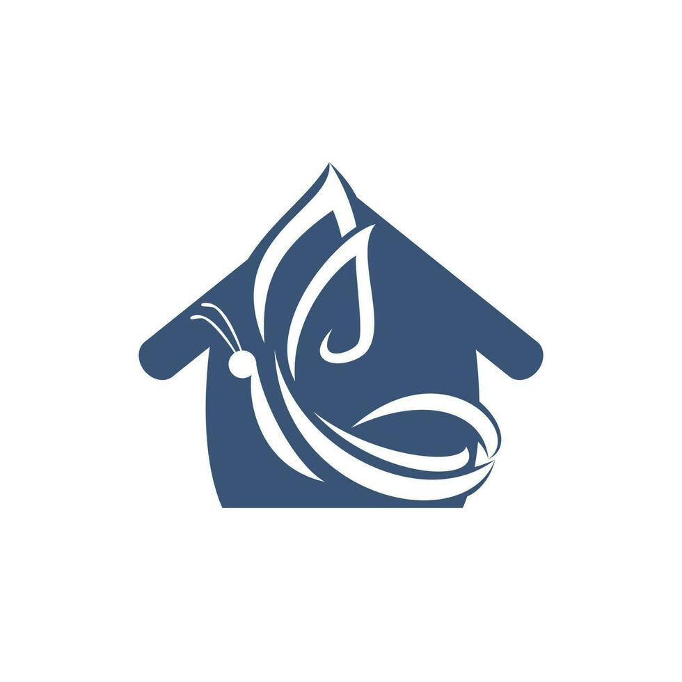 vlinder en huis logo ontwerp. logo voor cosmetica, lingerie, sieraden op te slaan. vector