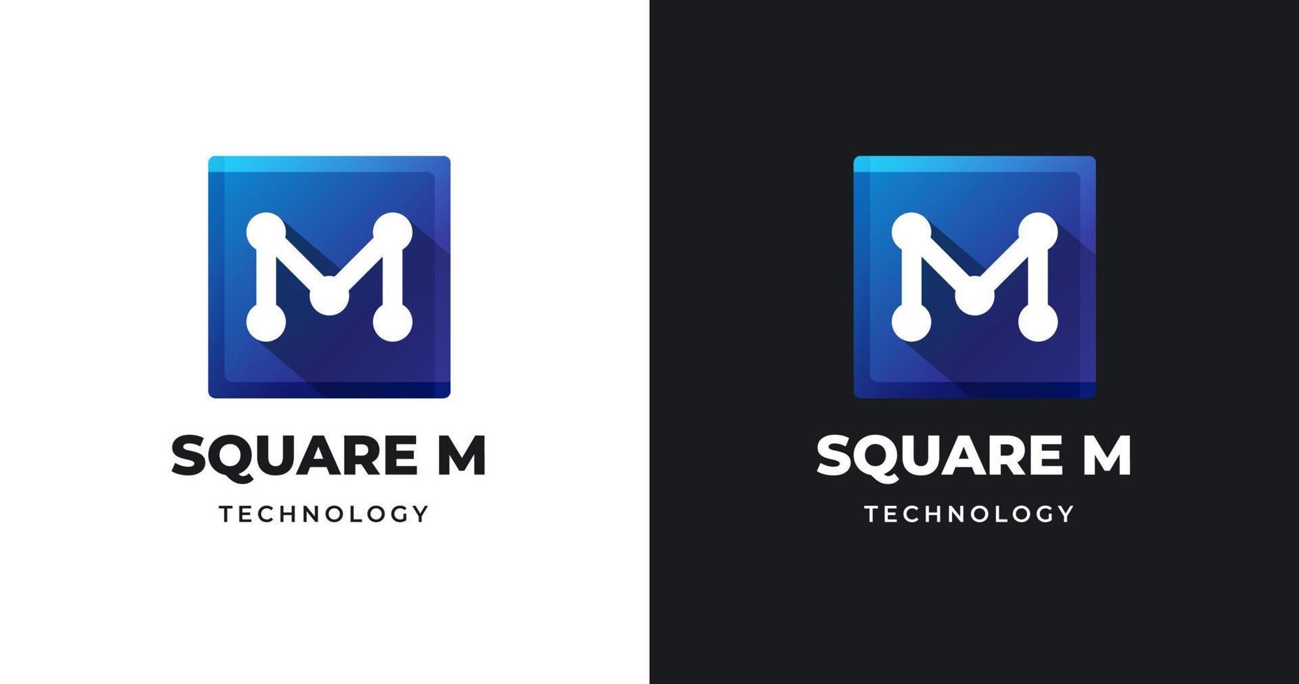 brief m tech logo ontwerp sjabloon met plein vorm stijl vector