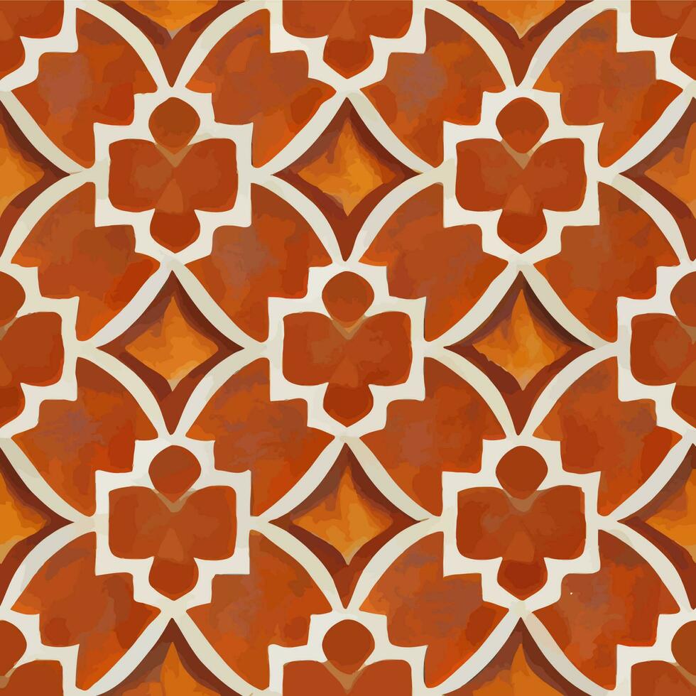 illustratie vector van rood en oranje Marokko motief naadloos tegel structuur mooi zo voor Islamitisch achtergrond