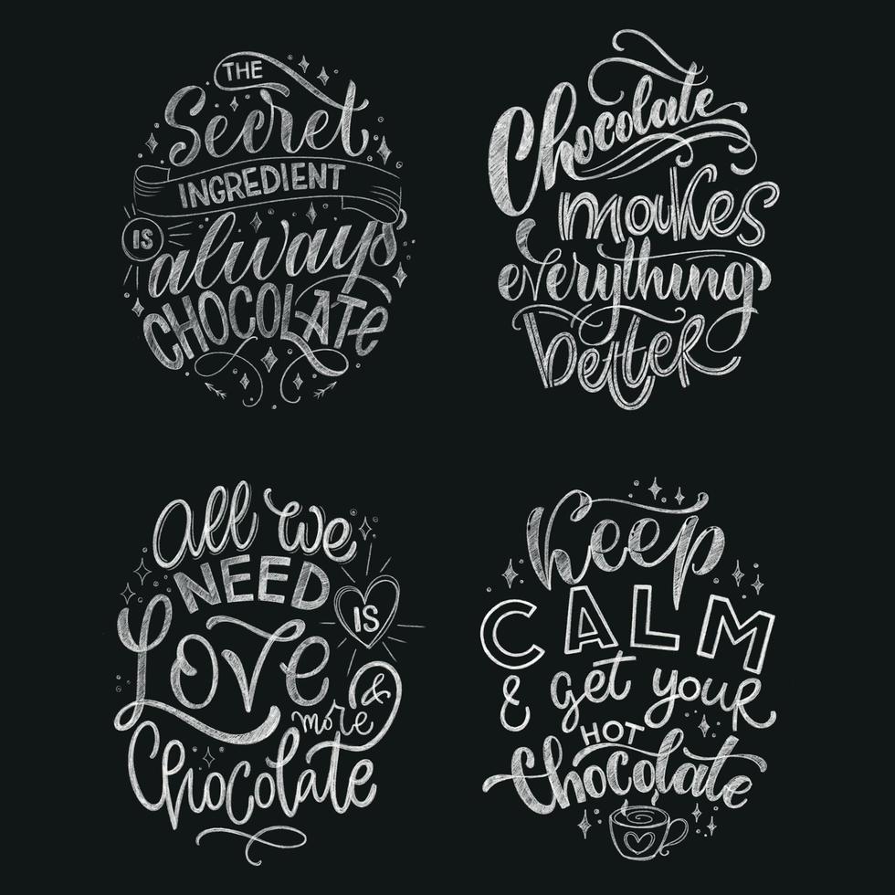 chocola hand- belettering krijt citaten. vector