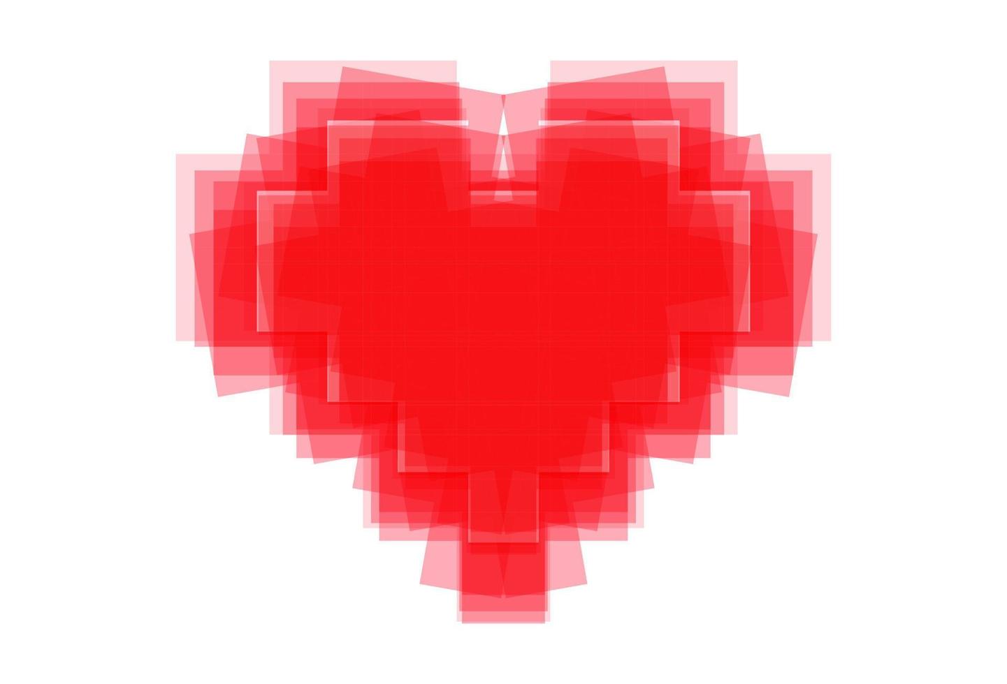 helder rood hart geïsoleerd Aan wit achtergrond. mooi naadloos vector pixel liefde hart patroon. creatief en elegant ontwerp voor banier, achtergrond, behang, kaart en sociaal media