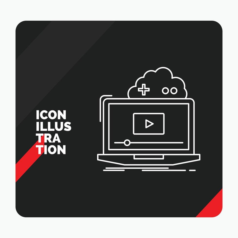 rood en zwart creatief presentatie achtergrond voor wolk. spel. online. streamen. video lijn icoon vector