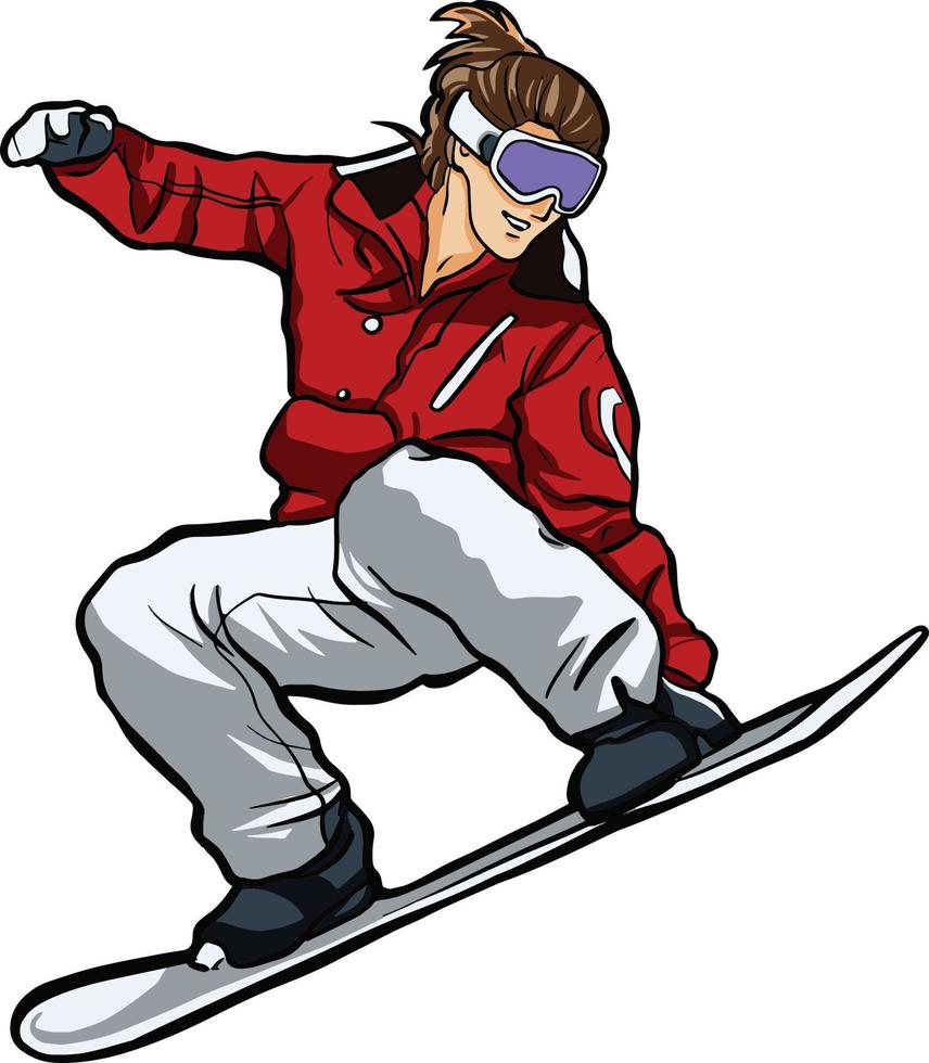 tiener snowboarden springen actie vector