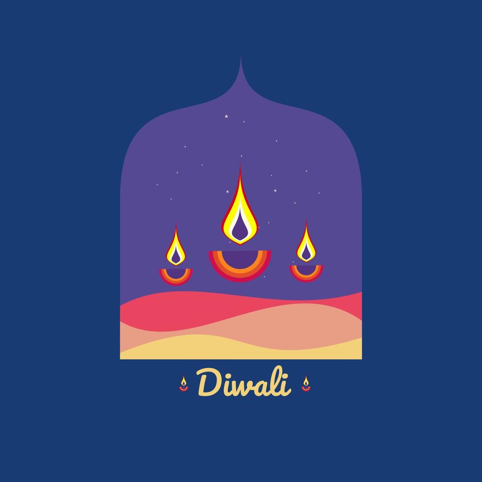 vlak ontwerp illustratie of poster of folder, diwali festival vector