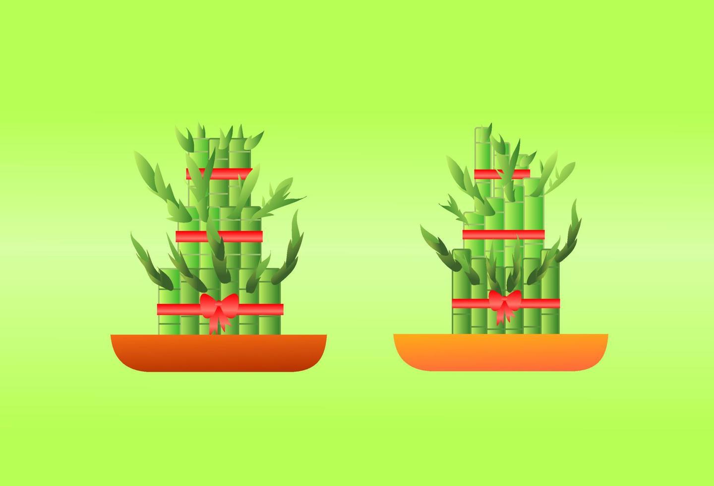 bamboe China vector illustratie, Lucky bamboe voor decoratief Chinese nieuw jaar, mini bamboe met rood lint vector