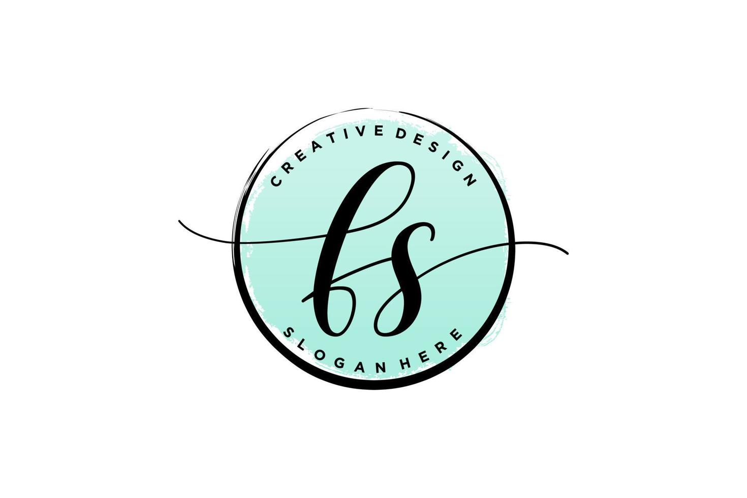 eerste fs handschrift logo met cirkel sjabloon vector handtekening, bruiloft, mode, bloemen en botanisch met creatief sjabloon.