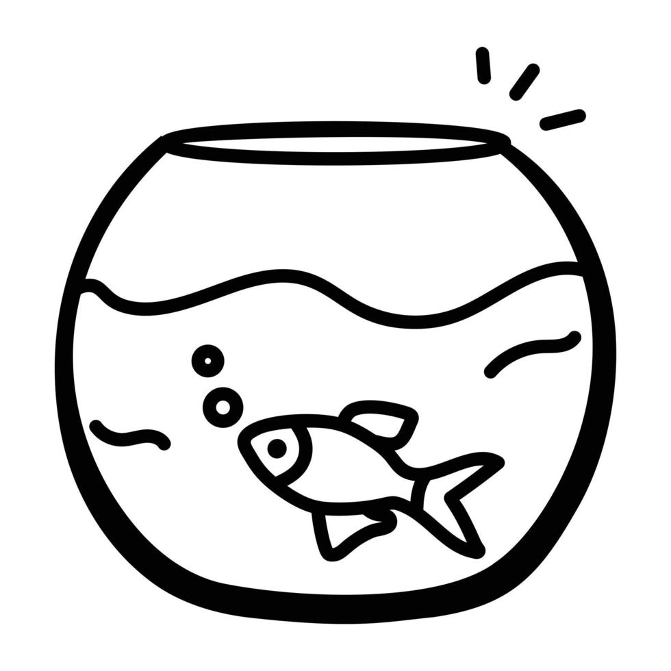 hand- getrokken icoon van vissenkom vector