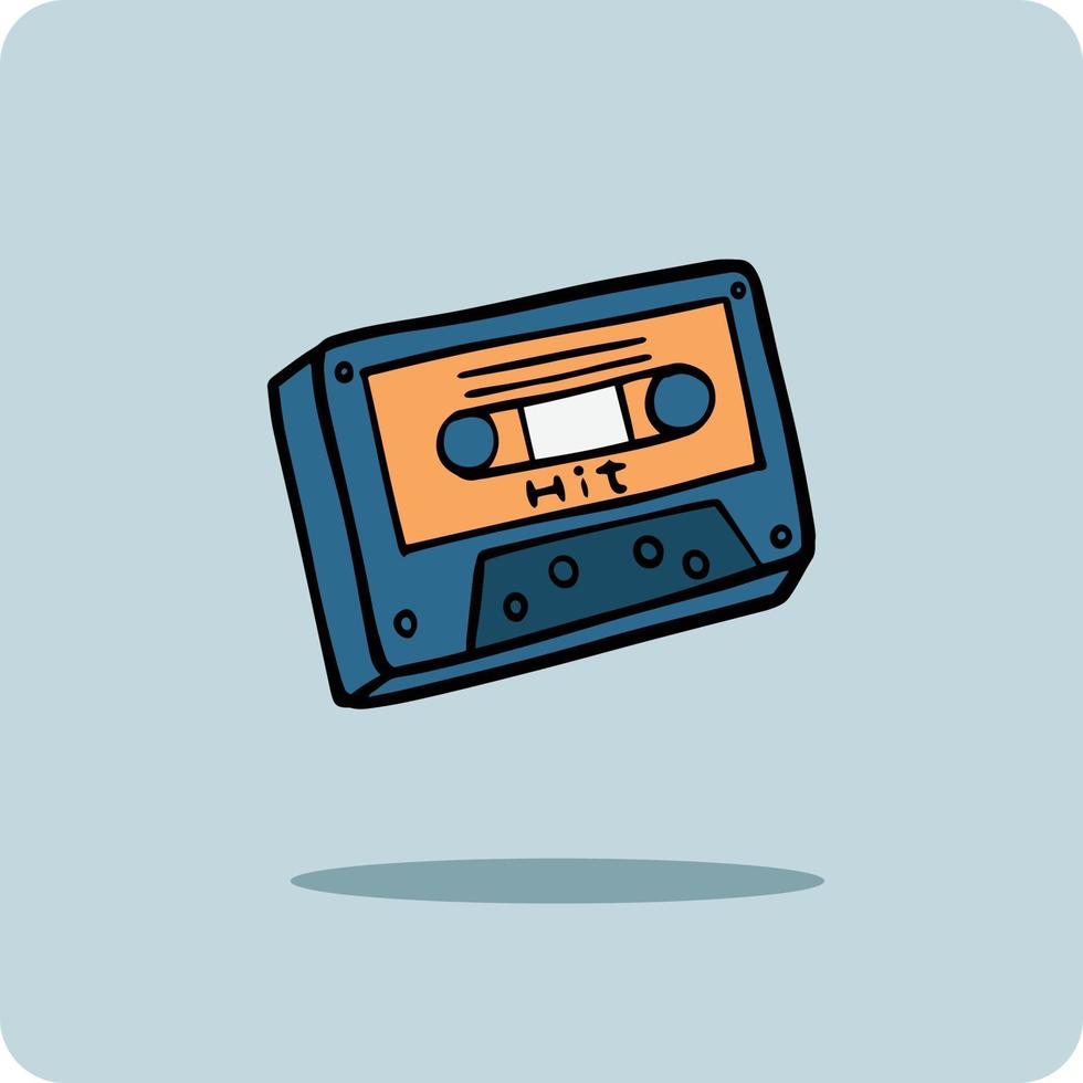 hand- getrokken audio cassette plakband vector