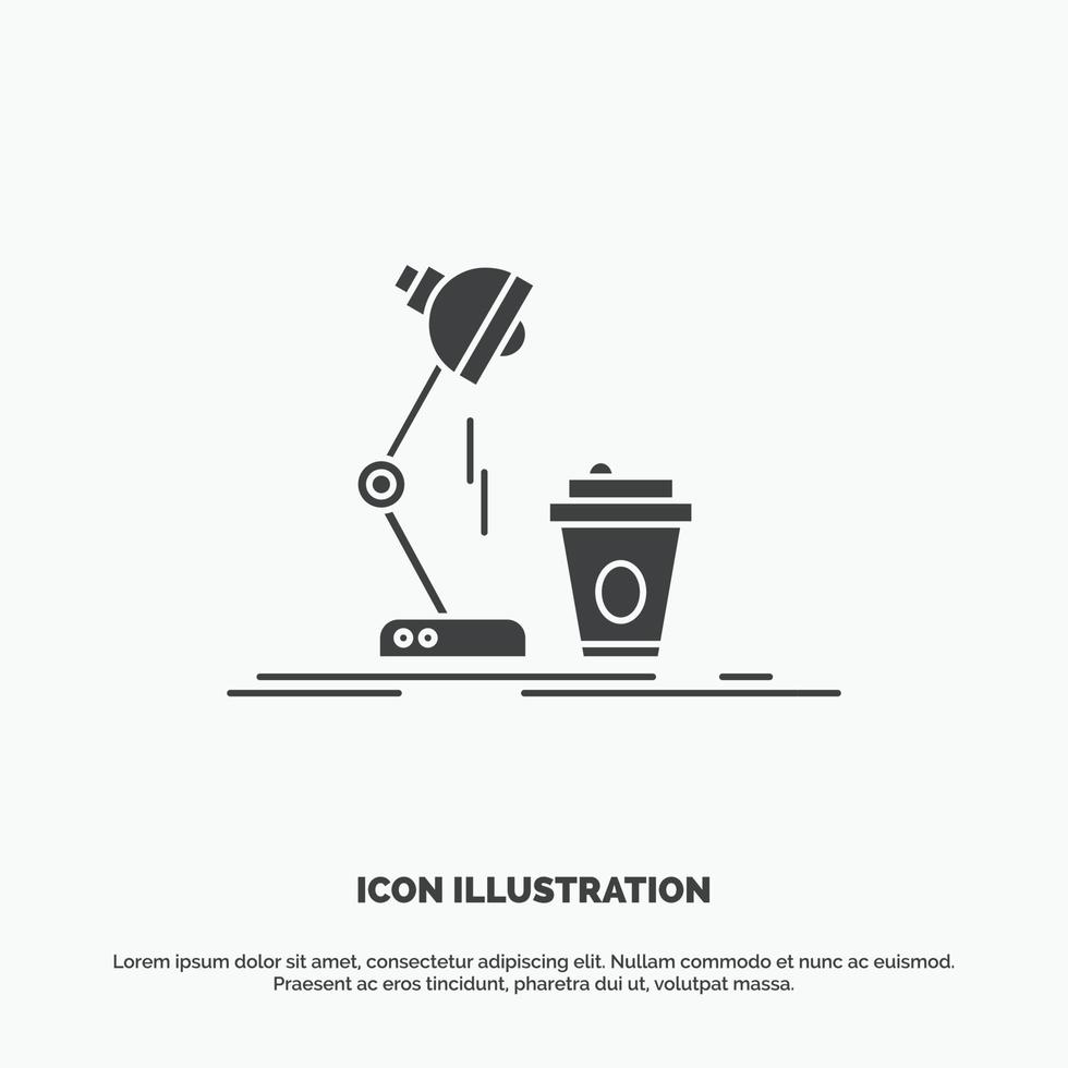 studio. ontwerp. koffie. lamp. flash icoon. glyph vector grijs symbool voor ui en ux. website of mobiel toepassing