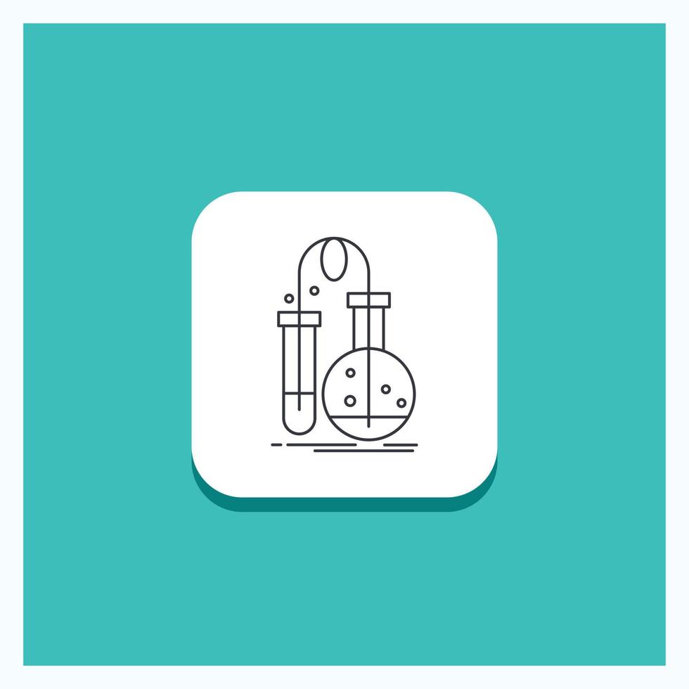 ronde knop voor testen. chemie. fles. laboratorium. wetenschap lijn icoon turkoois achtergrond vector