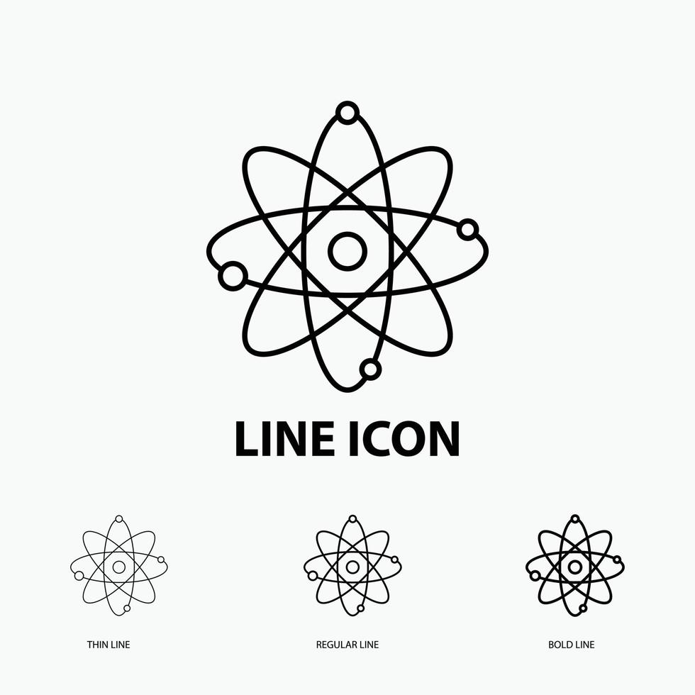 atoom. nucleair. molecuul. chemie. wetenschap icoon in dun. regelmatig en stoutmoedig lijn stijl. vector illustratie