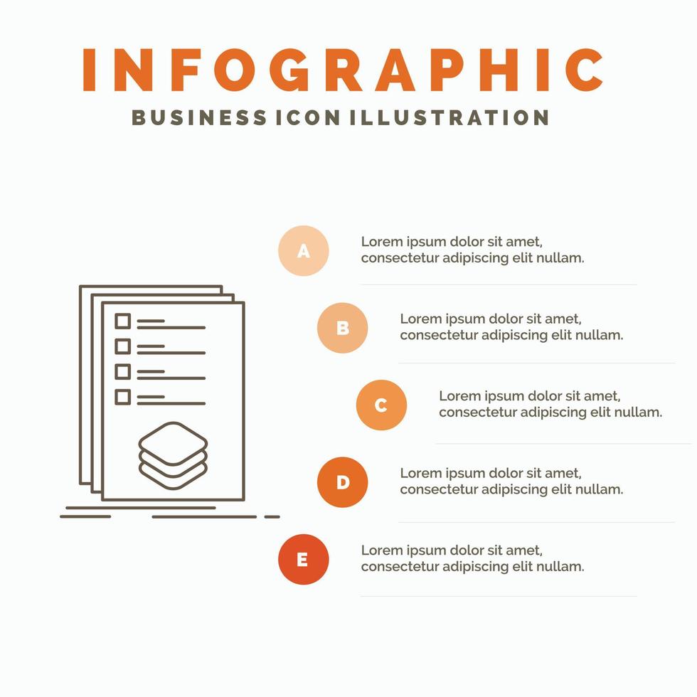 categorieën. controleren. lijst. lijst. Mark infographics sjabloon voor website en presentatie. lijn grijs icoon met oranje infographic stijl vector illustratie
