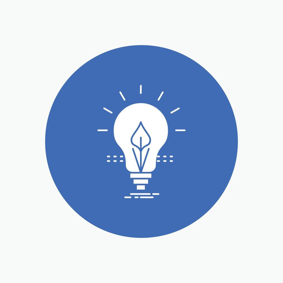 lamp. idee. elektriciteit. energie. licht wit glyph icoon in cirkel. vector knop illustratie
