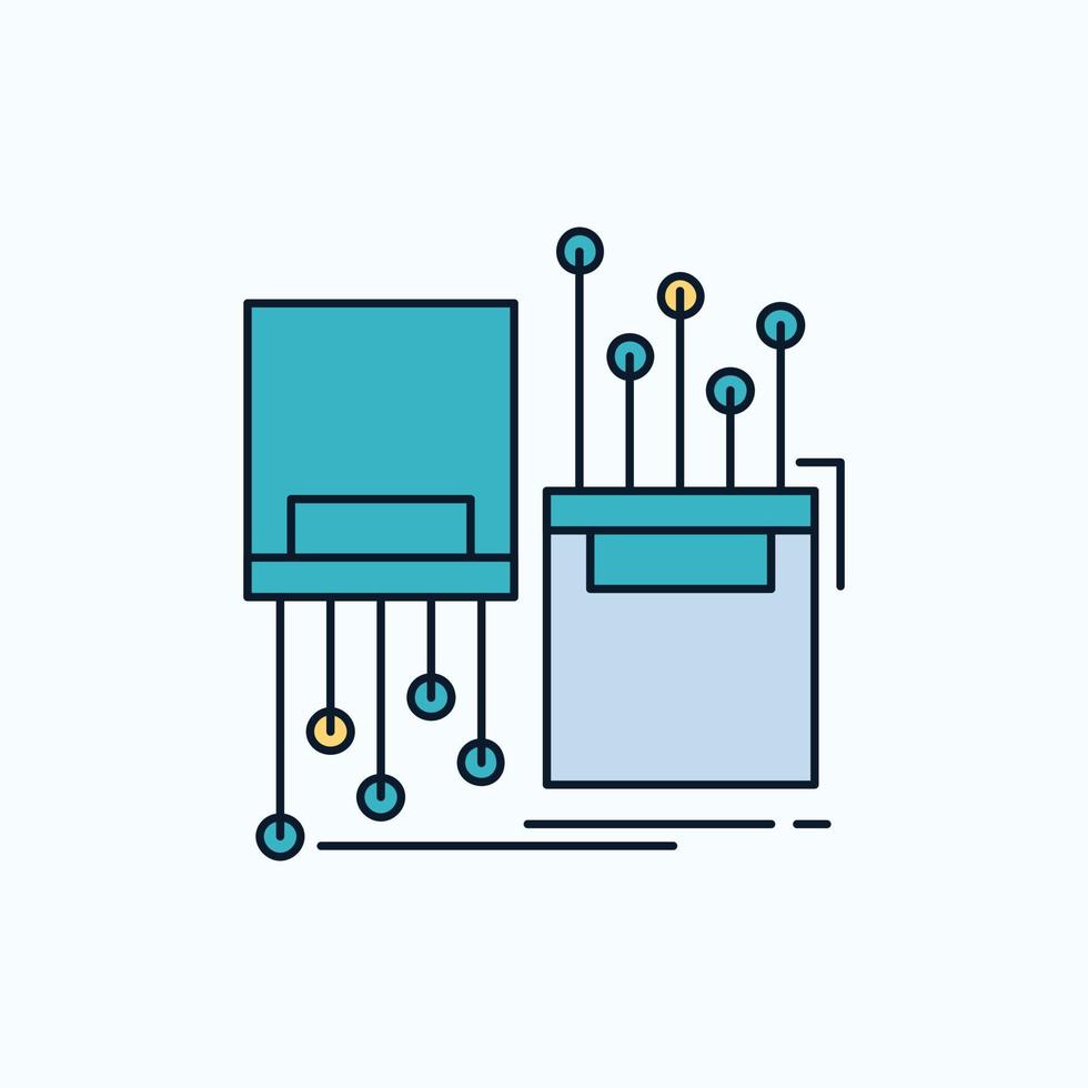 digitaal. vezel. elektronisch. rijbaan. kabel vlak icoon. groen en geel teken en symbolen voor website en mobiel toepassing. vector illustratie