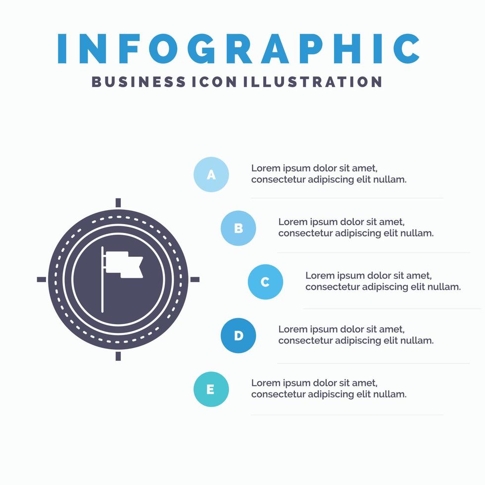 doel. bedrijf. deadline. vlag. focus infographics sjabloon voor website en presentatie. glyph grijs icoon met blauw infographic stijl vector illustratie.