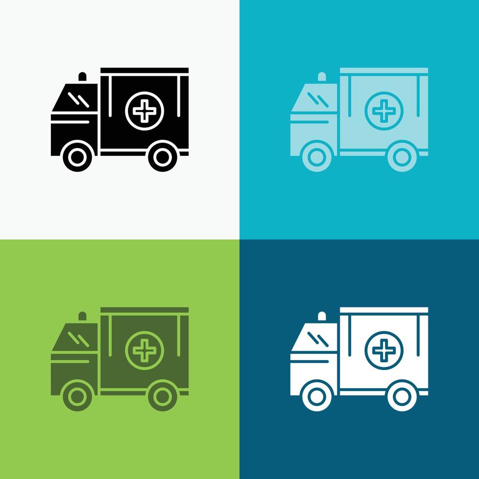 ambulance. vrachtwagen. medisch. helpen. busje icoon over- divers achtergrond. glyph stijl ontwerp. ontworpen voor web en app. eps 10 vector illustratie