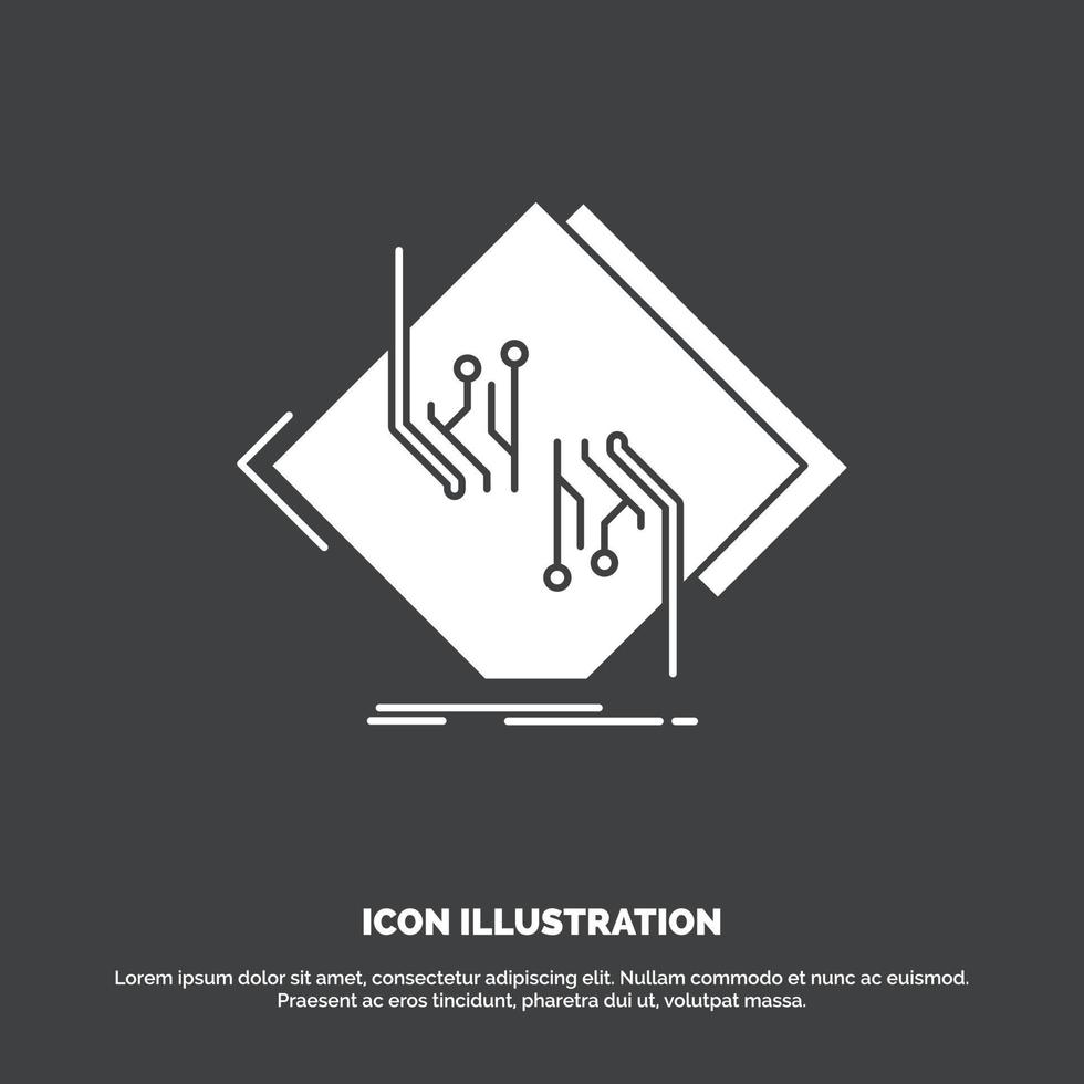 bord. chippen. circuit. netwerk. elektronisch icoon. glyph vector symbool voor ui en ux. website of mobiel toepassing