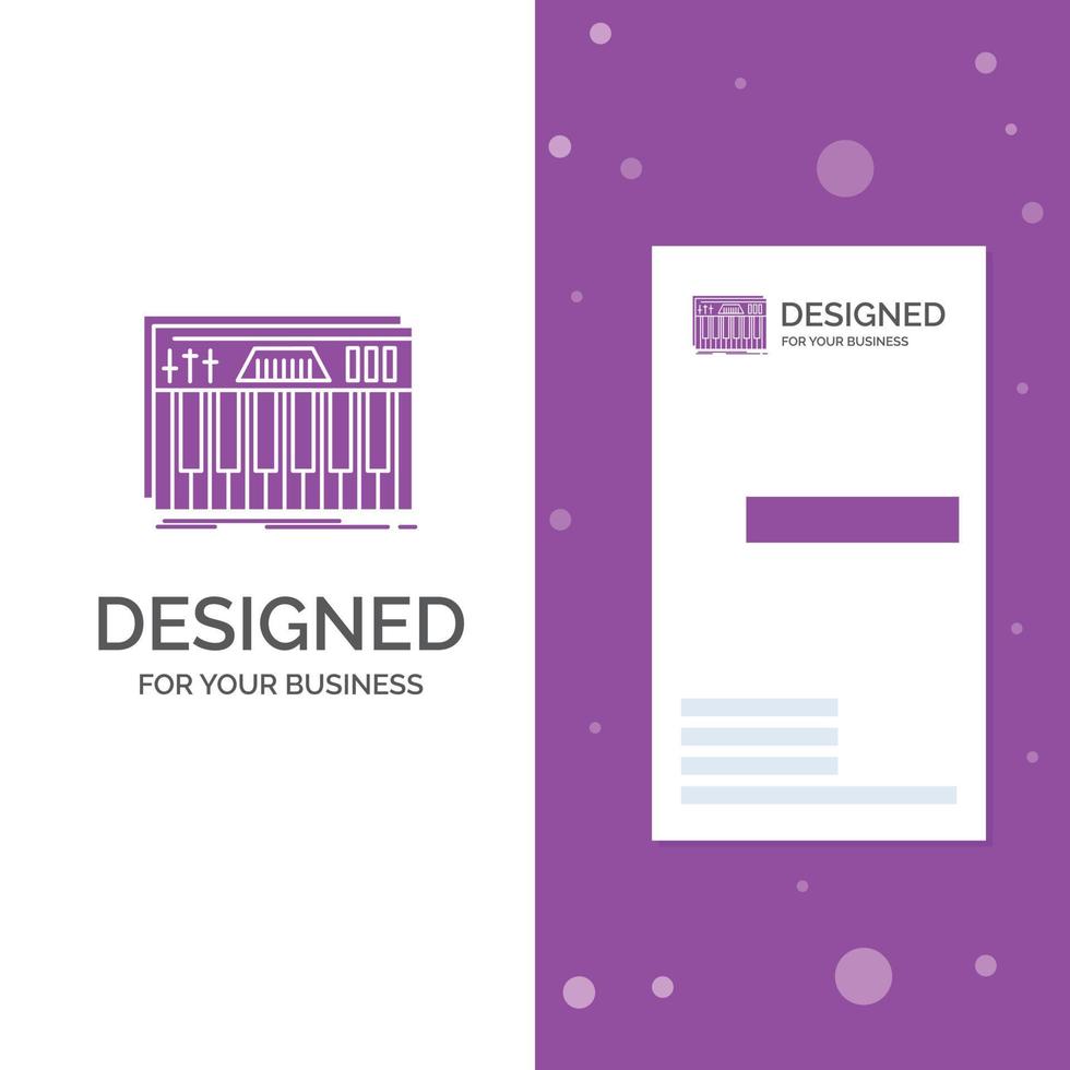 bedrijf logo voor controleur. toetsenbord. sleutels. midi. geluid. verticaal Purper bedrijf .bezoeken kaart sjabloon. creatief achtergrond vector illustratie