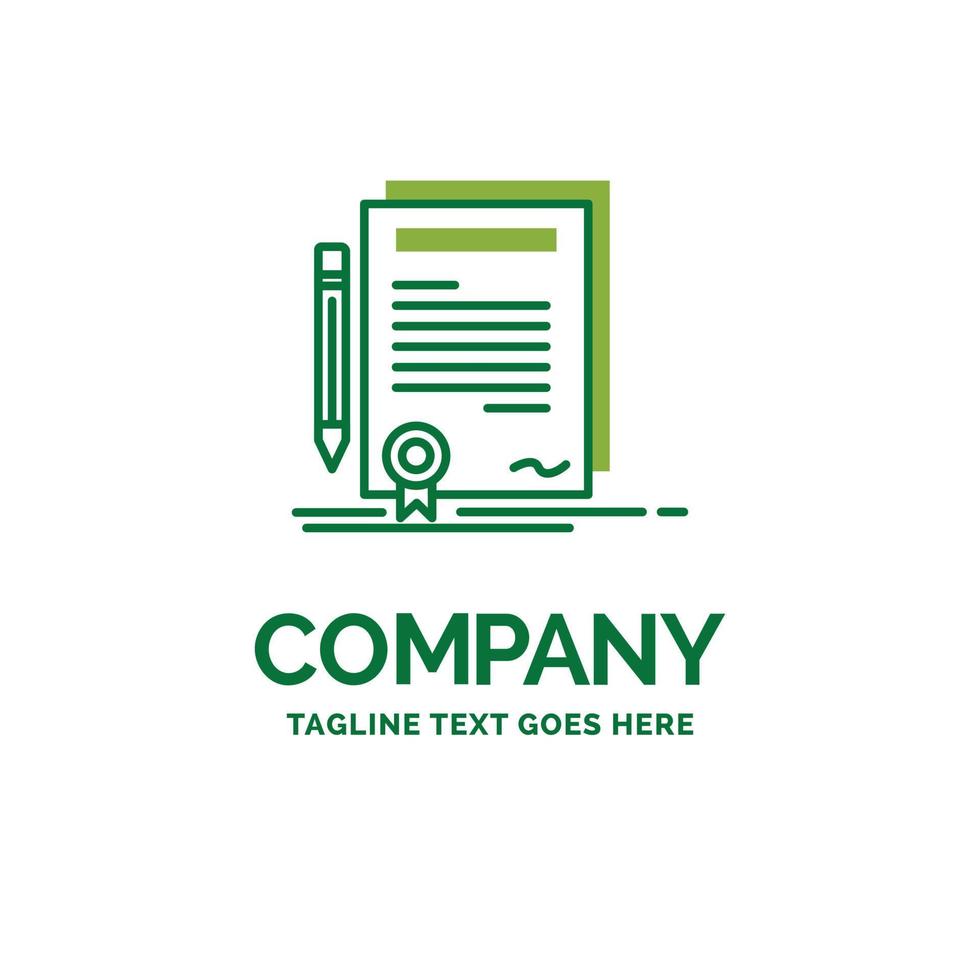 bedrijf. certificaat. contract. rang. document vlak bedrijf logo sjabloon. creatief groen merk naam ontwerp. vector