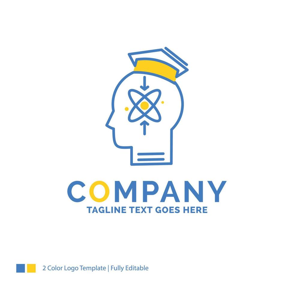 vermogen. hoofd. menselijk. kennis. vaardigheid blauw geel bedrijf logo sjabloon. creatief ontwerp sjabloon plaats voor slogan. vector