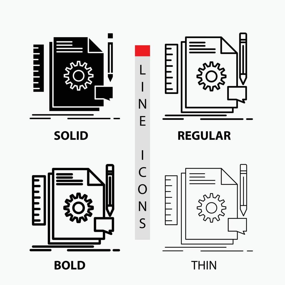 creatief. ontwerp. ontwikkelen. feedback. ondersteuning icoon in dun. normaal. stoutmoedig lijn en glyph stijl. vector illustratie