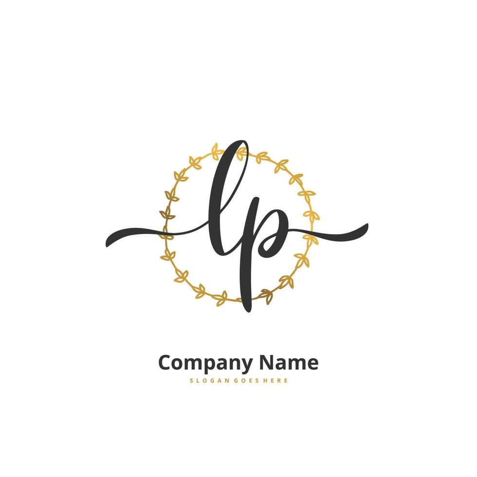 lp eerste handschrift en handtekening logo ontwerp met cirkel. mooi ontwerp handgeschreven logo voor mode, team, bruiloft, luxe logo. vector