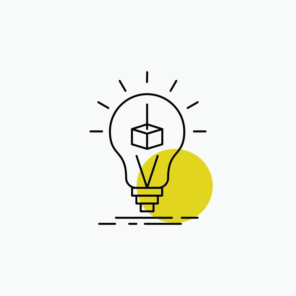3d kubus. idee. lamp. afdrukken. doos lijn icoon vector