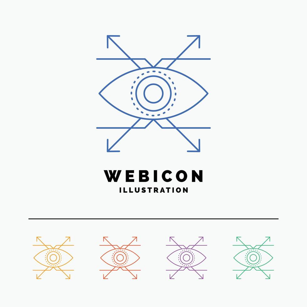 bedrijf. oog. Look. visie 5 kleur lijn web icoon sjabloon geïsoleerd Aan wit. vector illustratie