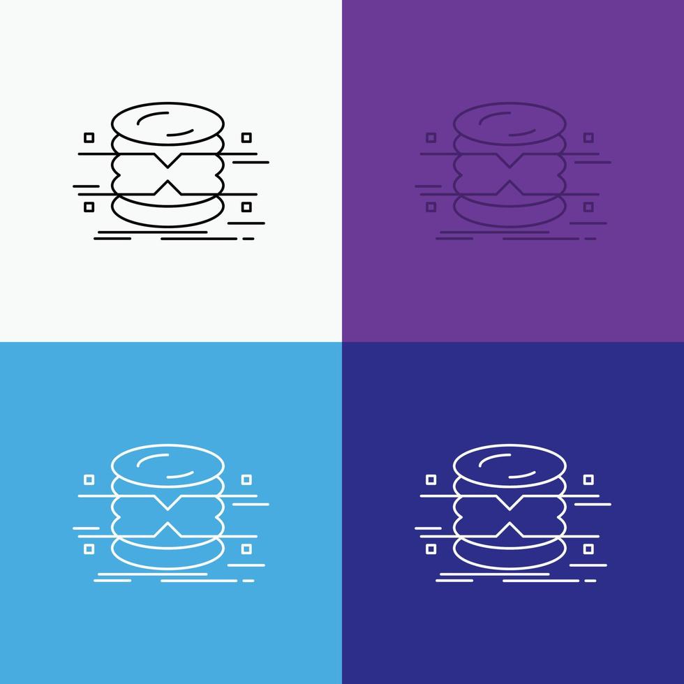 databank. gegevens. architectuur. infographics. toezicht houden icoon over- divers achtergrond. lijn stijl ontwerp. ontworpen voor web en app. eps 10 vector illustratie