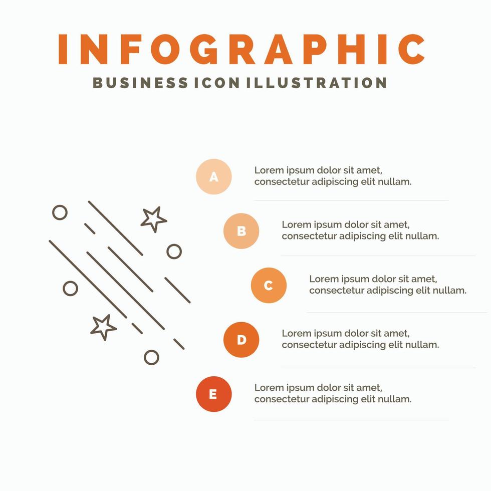 ster. het schieten ster. vallen. ruimte. sterren infographics sjabloon voor website en presentatie. lijn grijs icoon met oranje infographic stijl vector illustratie