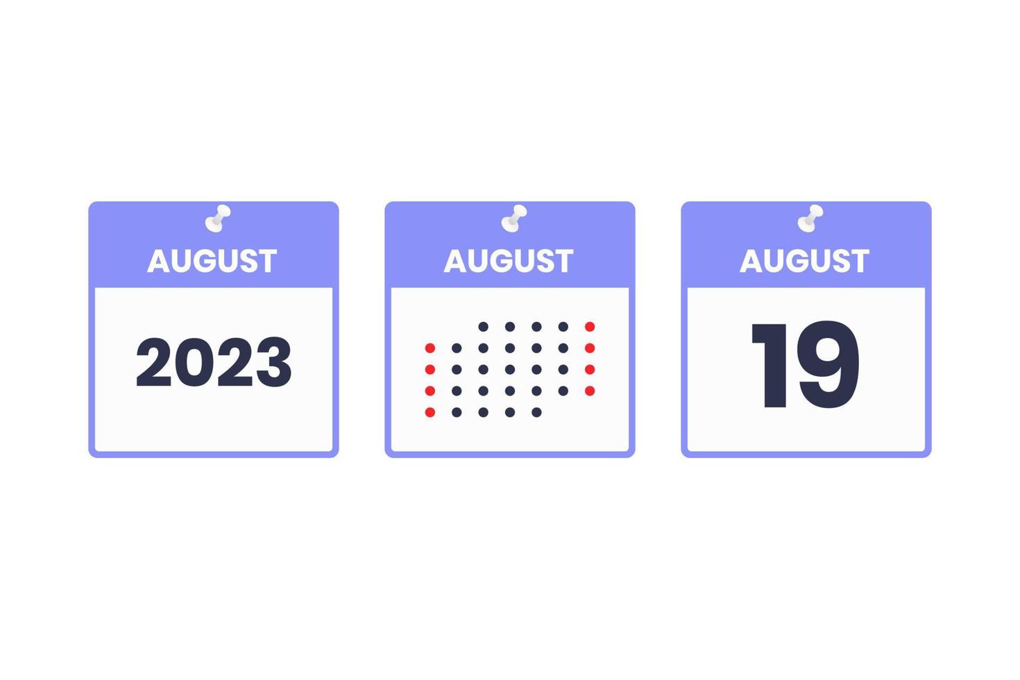 augustus 19 kalender ontwerp icoon. 2023 kalender schema, afspraak, belangrijk datum concept vector