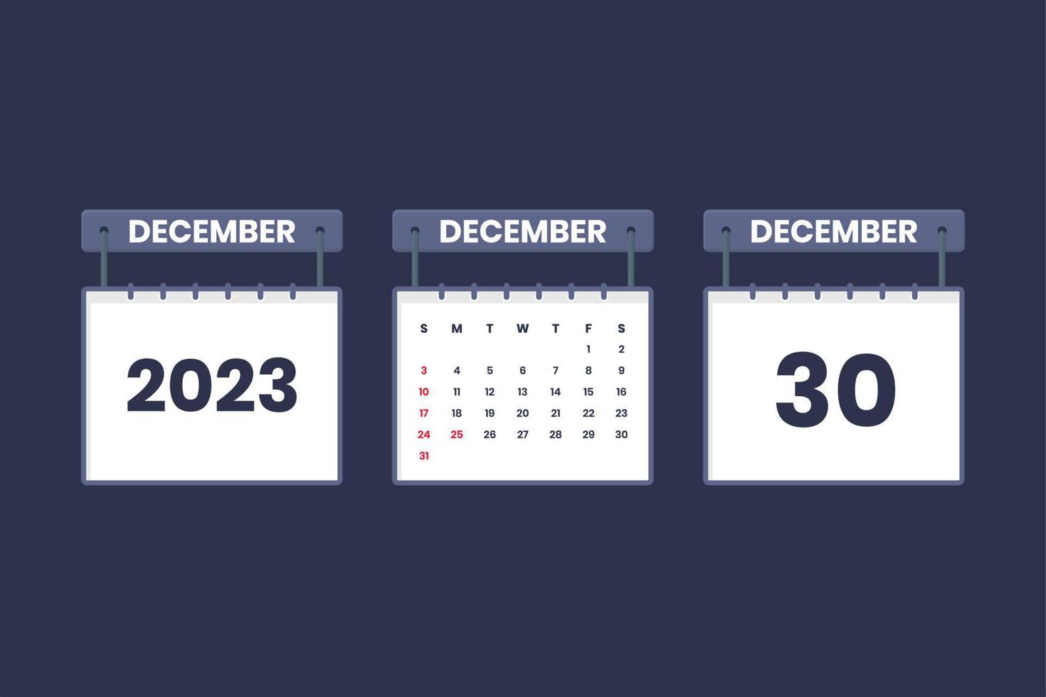 30 december 2023 kalender icoon voor schema, afspraak, belangrijk datum concept vector