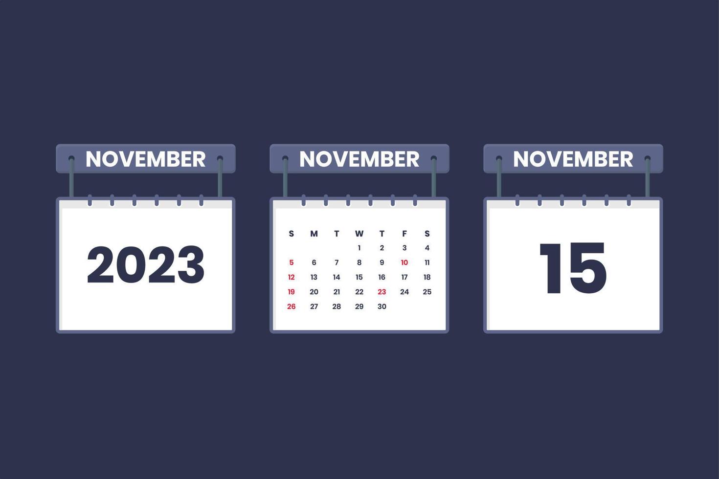 15 november 2023 kalender icoon voor schema, afspraak, belangrijk datum concept vector