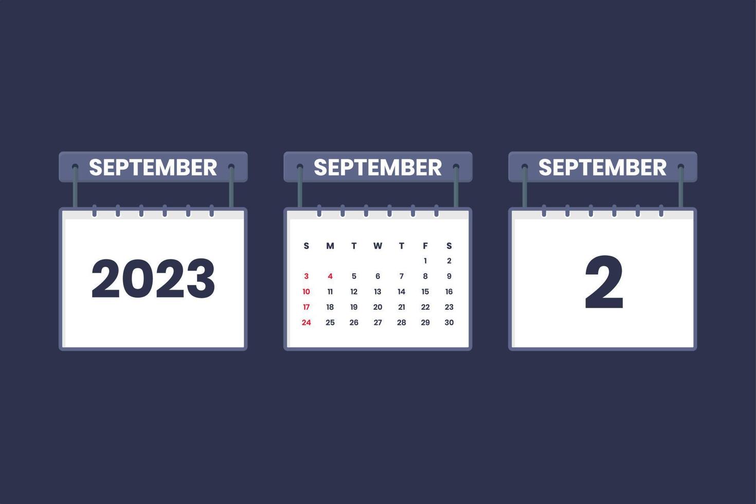 2 september 2023 kalender icoon voor schema, afspraak, belangrijk datum concept vector