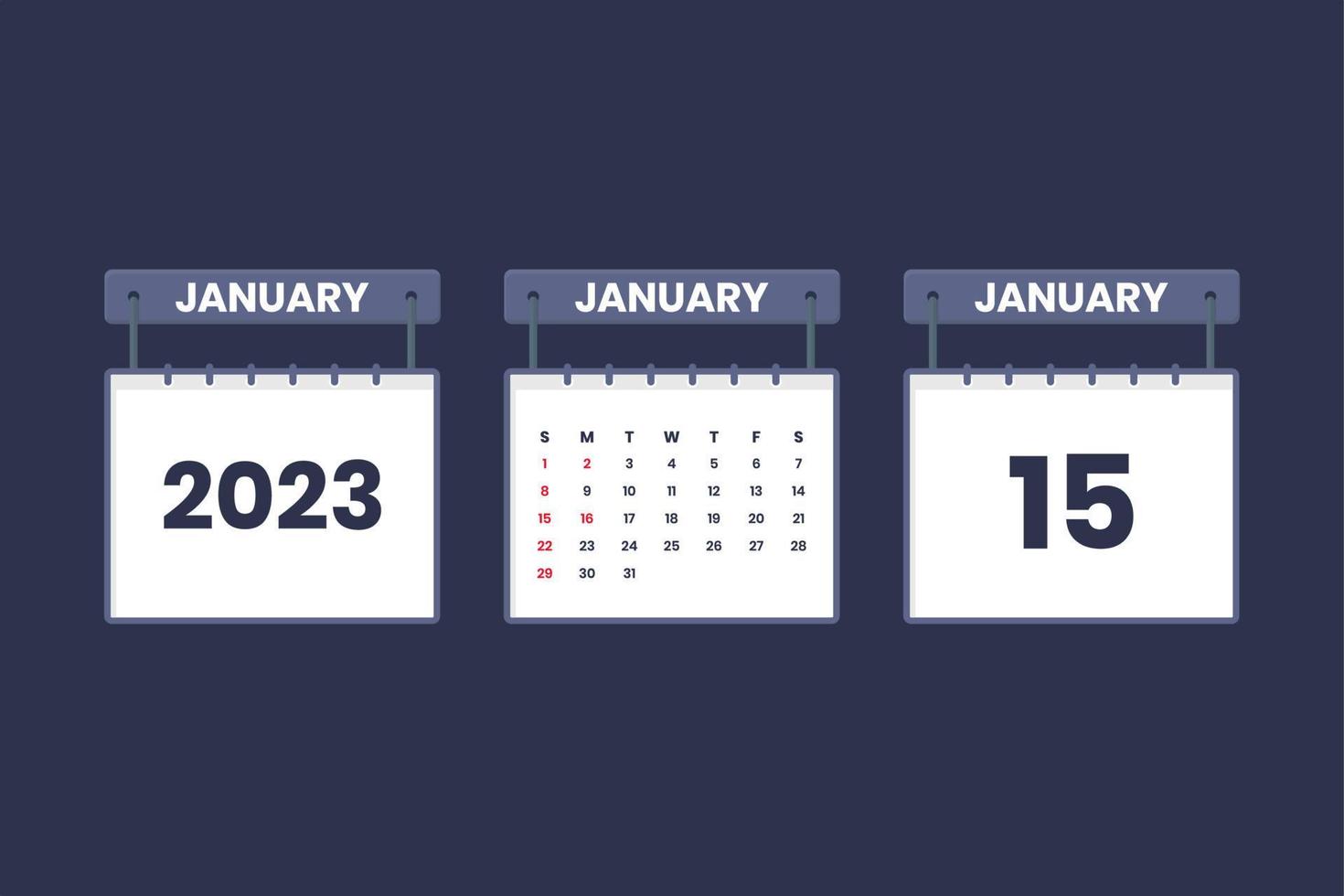 15 januari 2023 kalender icoon voor schema, afspraak, belangrijk datum concept vector