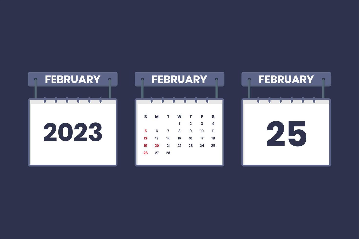 25 februari 2023 kalender icoon voor schema, afspraak, belangrijk datum concept vector