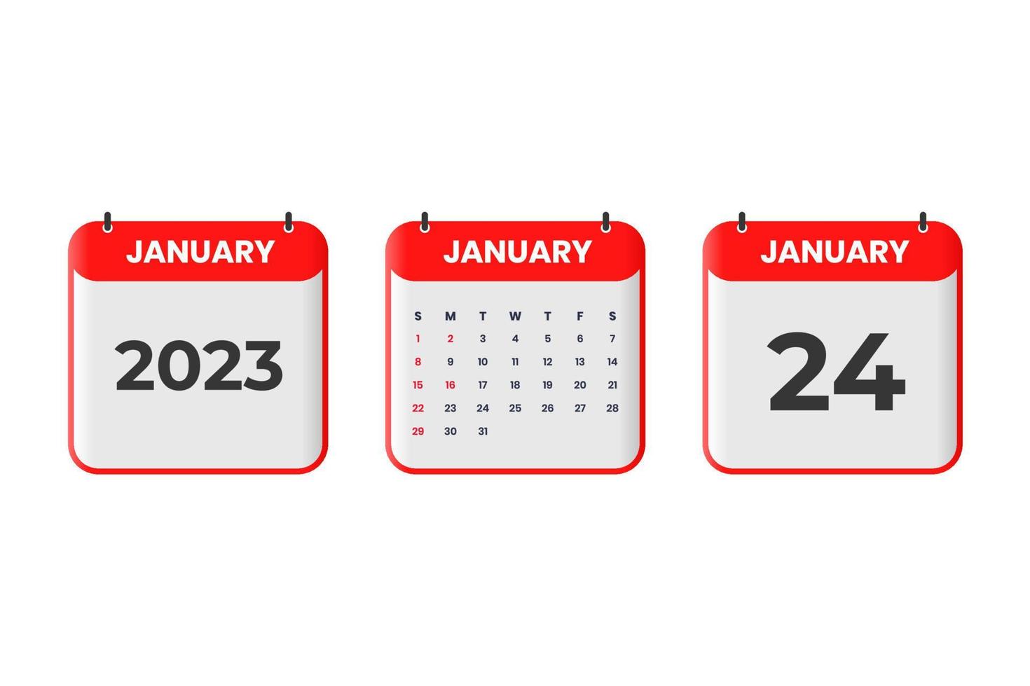 januari 2023 kalender ontwerp. 24e januari 2023 kalender icoon voor schema, afspraak, belangrijk datum concept vector